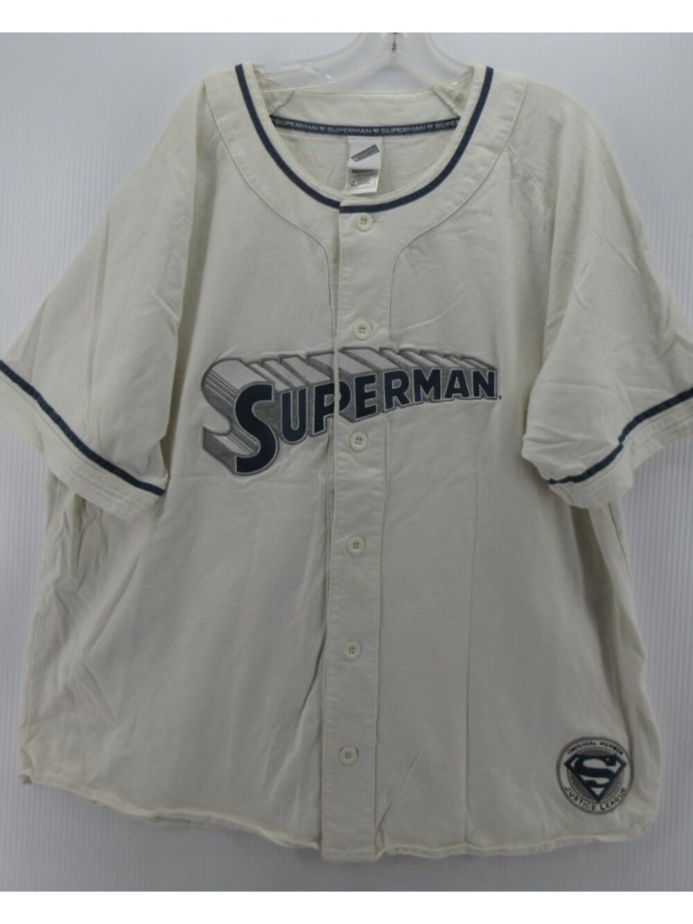 VTG Superman Jersey XL Warner Bros DC Comics Justice League Baseball *